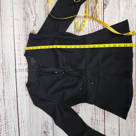 Intermix Black Whimsigoth Flare Sleeve Top S Plunge Neck Witchy Ethereal Neutral - Picture 7 of 9